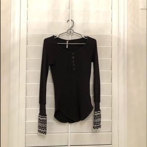 Free people long sleeve shirt with knitting.